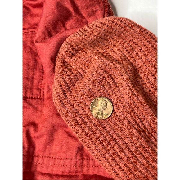 Marc by Marc Jacobs Zip Front Waffle Hoodie Top XS Cinnamon Short Sleeve - Picture 8 of 12